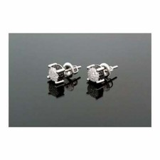 .925 Sterling Silver Unisex Fashion Round Hand Set Stud Earrings 8mm round