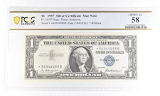$1 1957 Silver Certificate Star Note Fr#1619* Choice AU 58 PCGS *4013