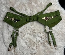 RARE   Honey Birdette ELVIS   Green Camo Camouflage Garter Suspender Belt Medium