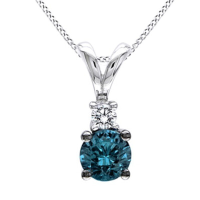 1/4 ct April Birthstone White Blue Natural Diamond Pendant in 14K