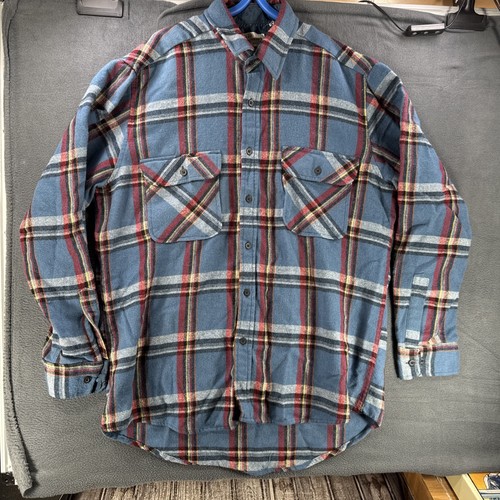 Vintage Sears Roebuck Flannel Shirt Large Tall Wool Blend Flap Pockets Plaid - Picture 2 of 8