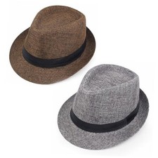 Giroir 2Pack Fedora Hats for Men Women Short Large-X-Large Coffee dark Grey
