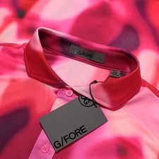 G/Fore NWT Short Sleeve Golf Polo Shirt Size L in Pink / Multi Polyester Blend