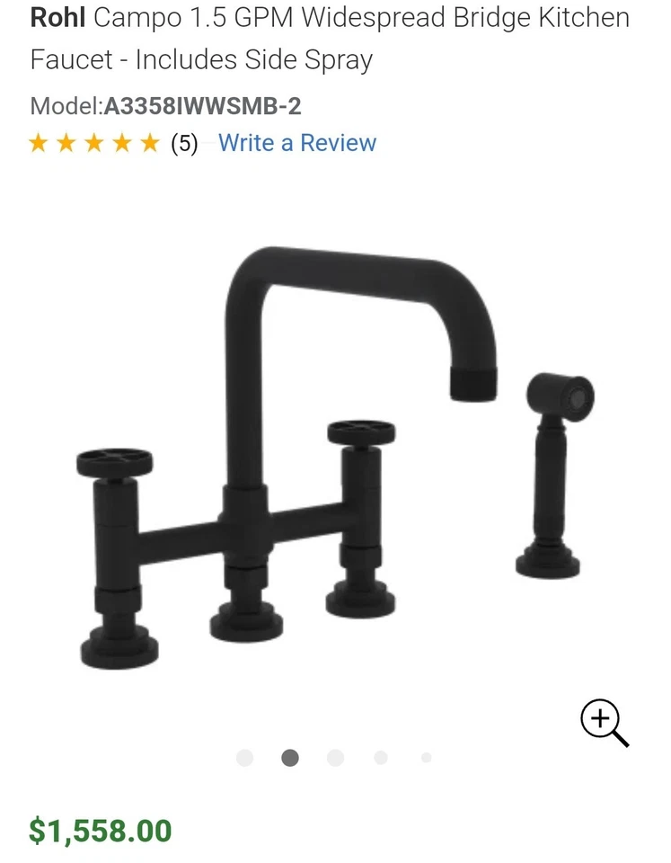 NUEVO Grifo de cocina Rohl A3358IWWSMB-2 Campo puente extendido con spray lateral negro  Foto 3 de 4