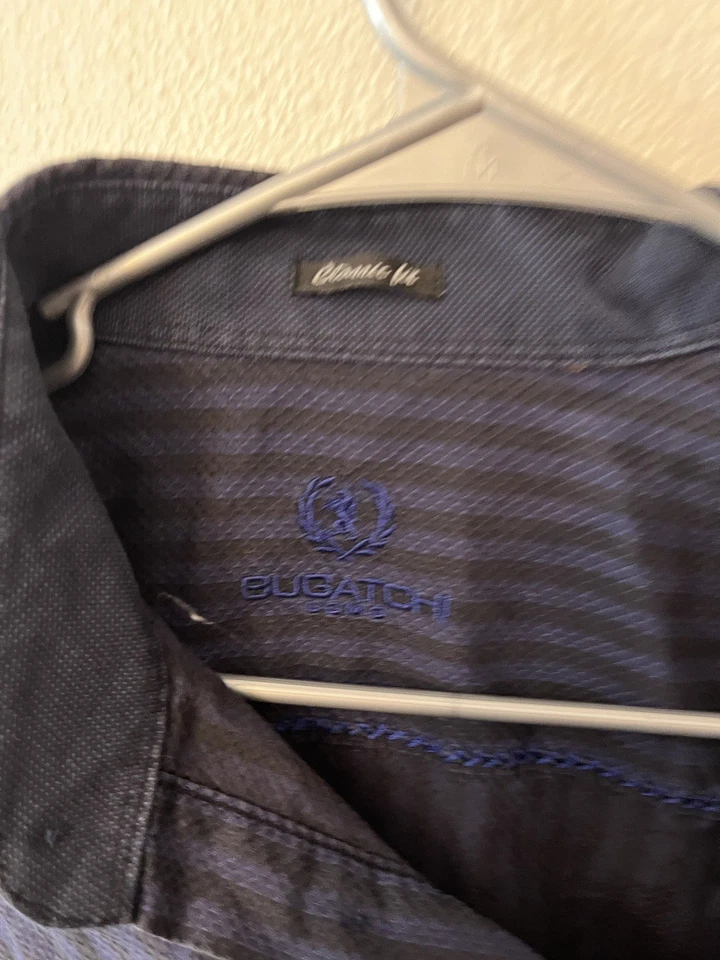 Bugatchi Shirt Men’s Large Classic Fit Blue Striped Long Sleeve Button Up Shirt - Image 2 of 4