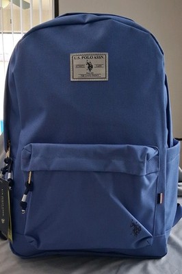 U.S. Polo Assn. Unisex 18'' Solid Core Backpack, Blue, Padded Straps & Back New