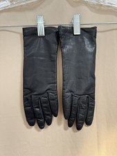 Vintage Black Leather Gloves Cashmere Lined Women s Size L Made in Philippines
