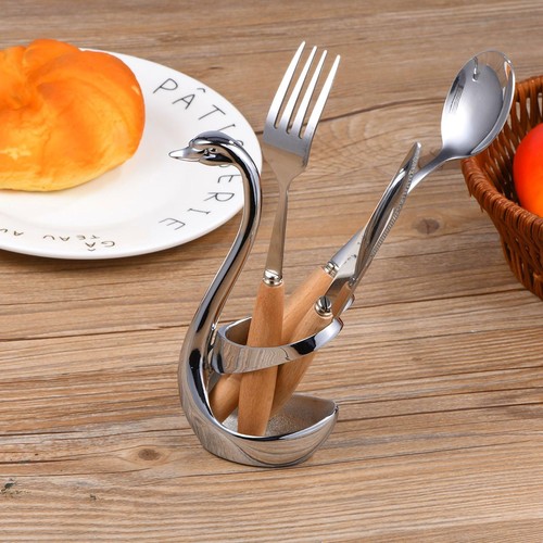 Swan Stainless Steel Cutlery Holder Fork Spoon Stand Heart Design Kitchen Decor - Picture 8 of 12