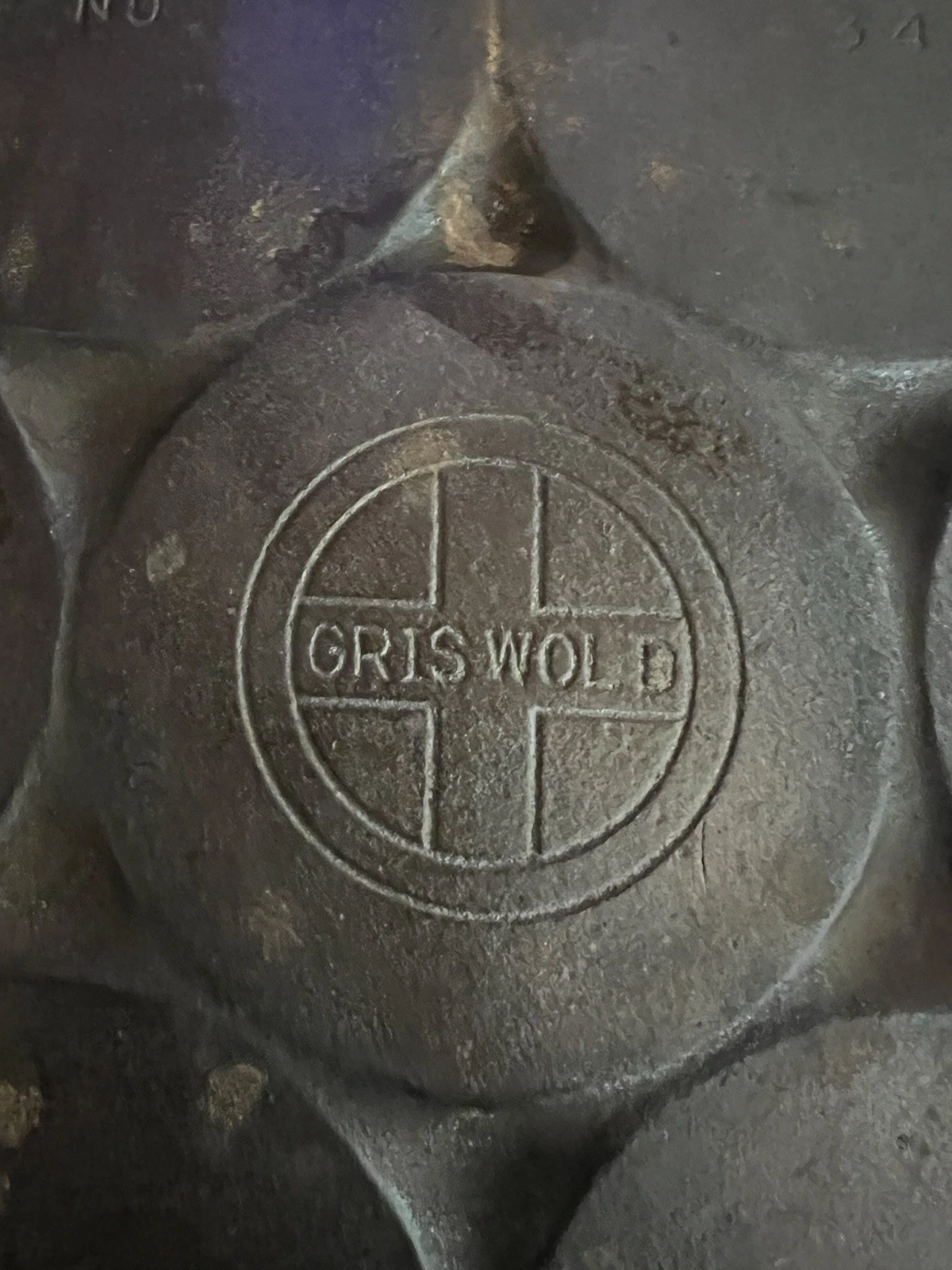 Vintage Griswold Cast Iron No. 34 Plett Swedish Pancake Skillet Pan Great Cond