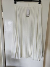 The White Company Ivory Pleated Midi Skirt, Size UK18, BNWT Free P&P
