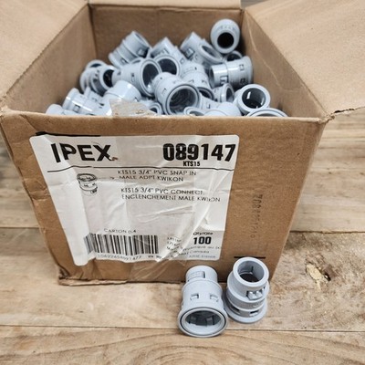 100 count- Ipex KTS15 (089147) 3/4'' PVC Kwikon  Snap-In Male ENT Conduit Adapter