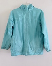 big girl's Lands End water-resistant hooded jacket, teal, M 10-12 
