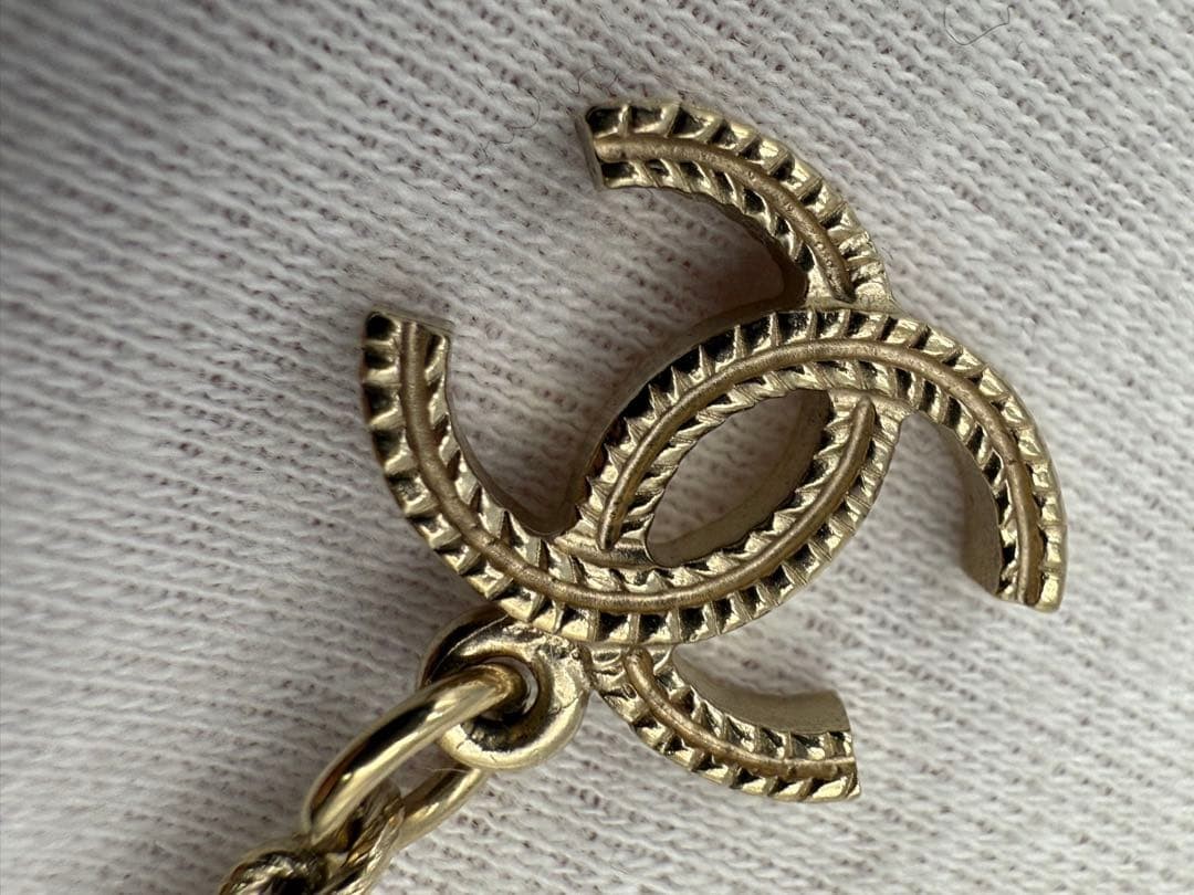 Chanel Gold Double C Necklace Pink White Metal Chain Used thumbnail 13