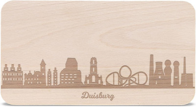 GRAVURZEILE Frühstücksbrettchen mit Gravur - Skyline Duisburg - Holz Schneidebre
