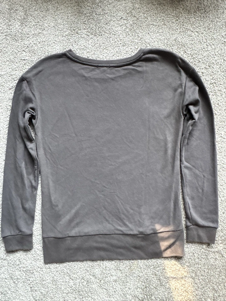 YTG Y2K Juicy Couture Gray Sweatshirt Gem Embellished Gold Metallic Floral Sz S - Image 3 of 4