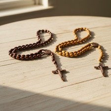 Rosenkranz Kreuz Kette Holz Gebetskette Christlich 2 St&uuml;ck Katholisch