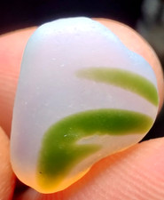 Pretty Large Green  Opalescent Layered Multi - Real Davenport Beach Sea Glass