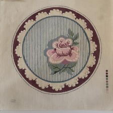 handpainted needlepoint canvas Floral Theme With Pearls
