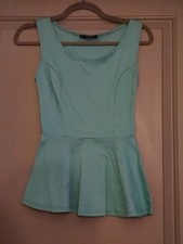 Papya Peplum Mint Green Top Sleeveless Small