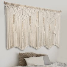 Large Macrame Wall Hanging 43.3" 39.4" Boho Tapestry Woven Decor- Cotton Tassel