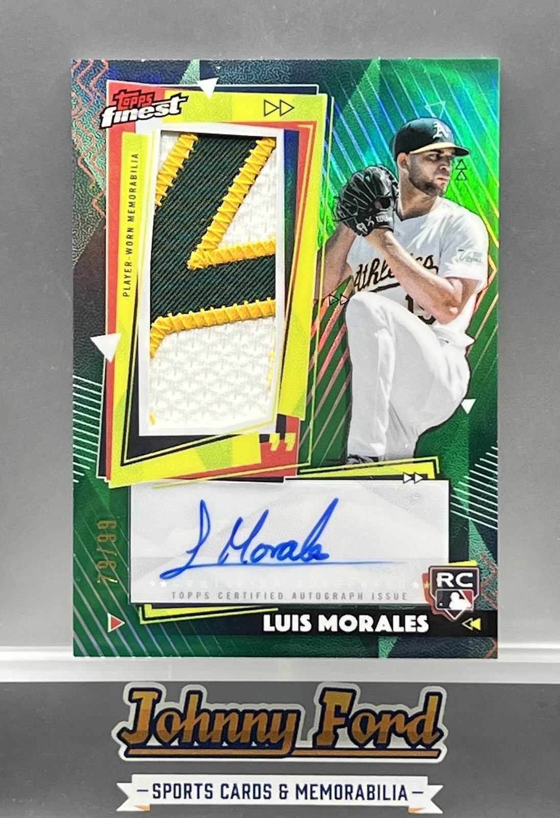 Luis Morales 2026 Topps Finest Rookie Relic Auto Green #79/99 Athletics #RPA-LM