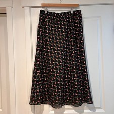 Vintage Orvis Women's Black Floral Sheer Lined Maxi Skirt Medium Cottagecore