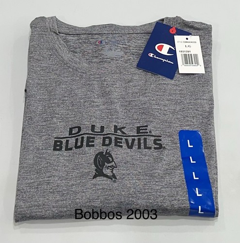 Champion Men's Duke Blue Devils Crew Neck Long Sleeve T-Shirt, Gray, Size L