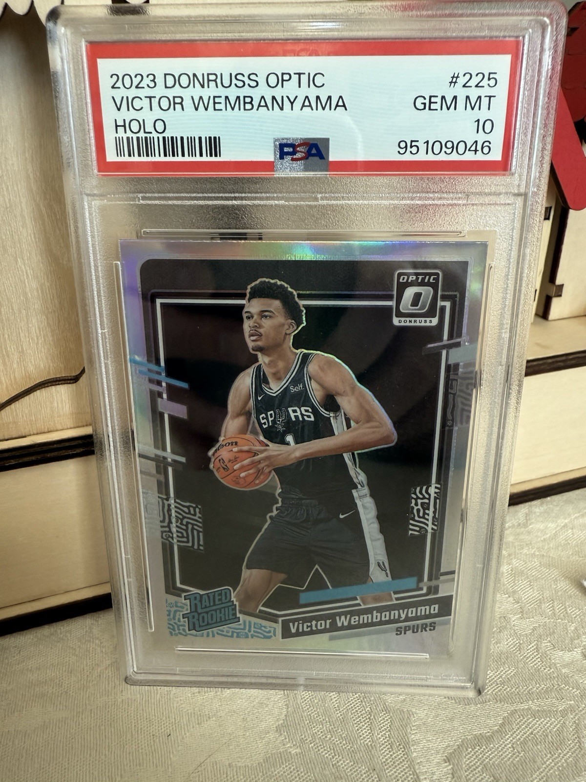 2023-24 Donruss Optic Victor Wembanyama Holo Prizm Rated Rookie #225 PSA 10
