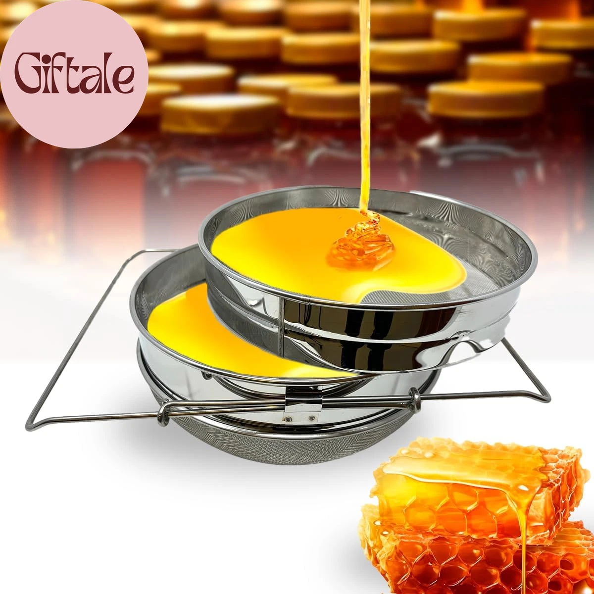 Honey Strainer Filter Honey Filter 2 Piece Honey Double Strainer Honey Extractor