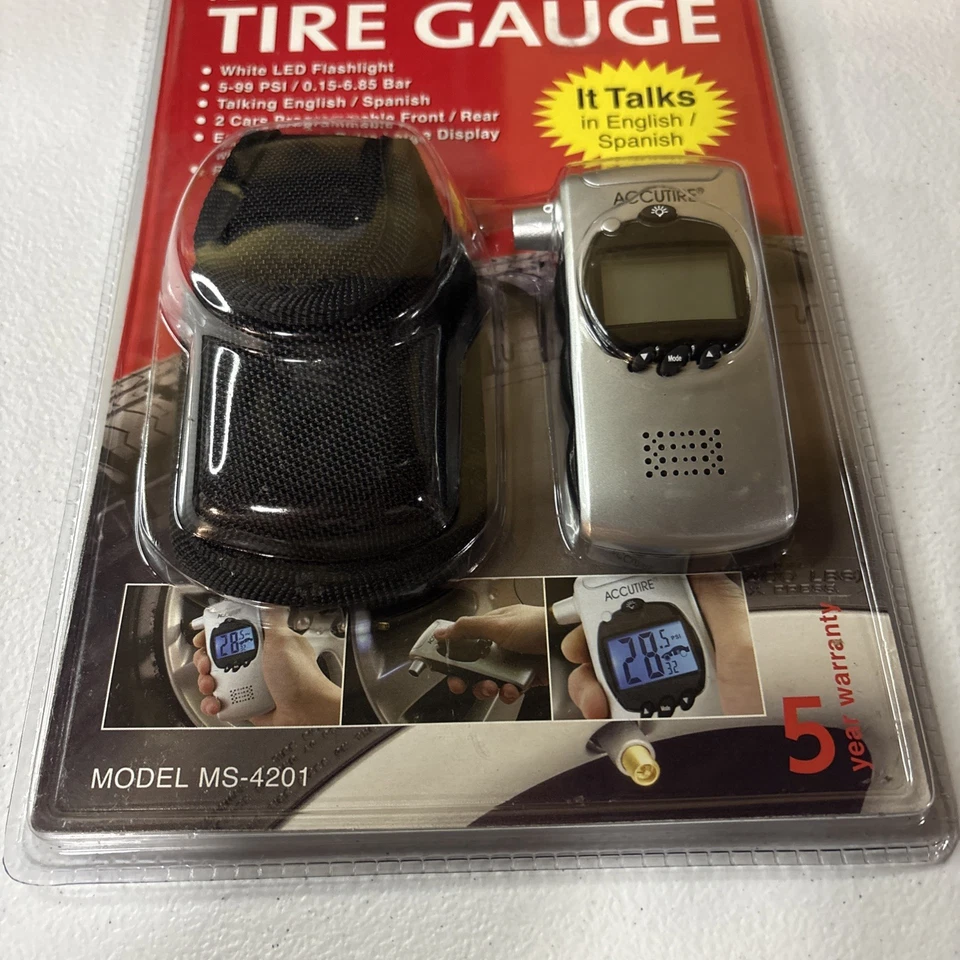 Accutire Talking Digital Tire Gage Flashlight English/Spanish MS-4201 Brand New - Image 3 of 4