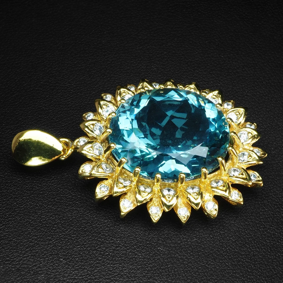 Pingentes charmosos de prata esterlina 24K azul ártico água-marinha 25,50 ct 925 - Imagem 4 de 4