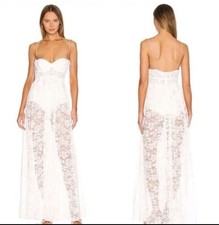NWT For Love and Lemons Lorena Maxi Dress White Lace Size Small