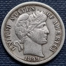 1899 O Barber Dime 10c Better Grade XF #93605