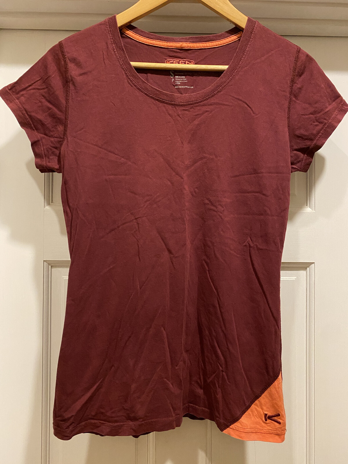 Camicia donna piccola Keen manica corta rossa S cotone