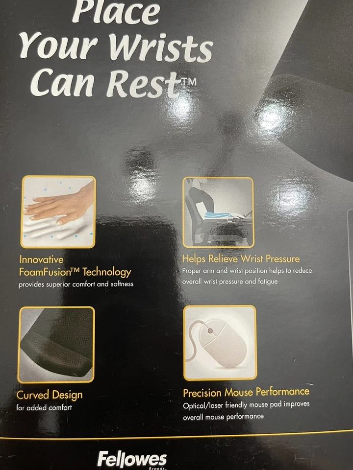 Fellowes PlushTouch Wrist Rest with Mouse Pad, FoamFusion Technology, Graphite - Image 4 of 4