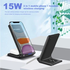 2in1 Wireless Charger Dock Stand For Samsung Galaxy S25 Edge Apple iPhone 17 Air