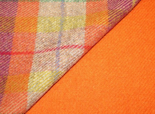 2 Piece Harris Tweed Craft Bundle with Label - Purple Orange Tartan - Picture 4 of 5