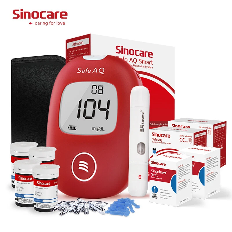 Misuratore di Glicemia test Kit 100 glucosio nel sangue Sinocare Safe AQ Smart