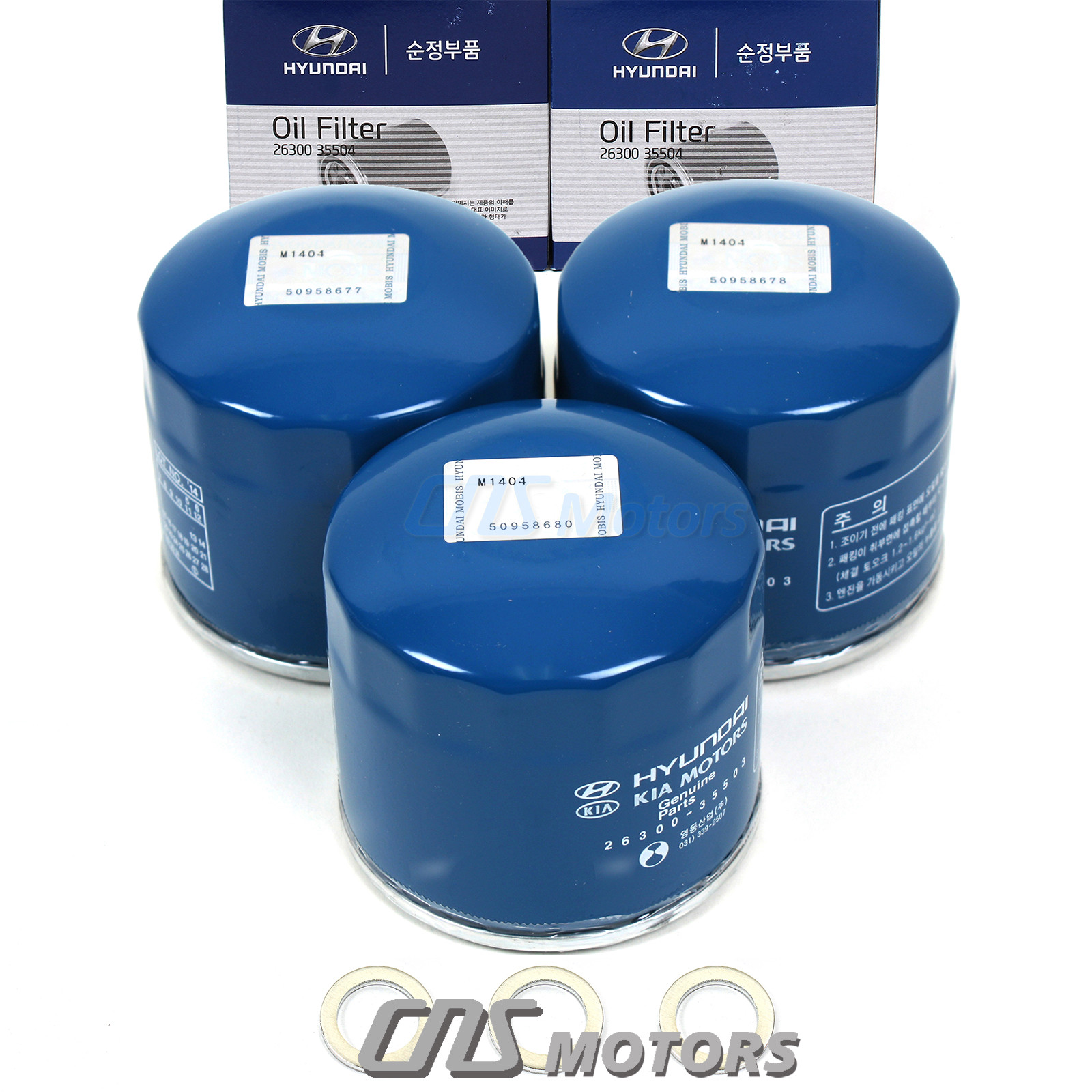 ⭐GENUINE⭐ Engine Oil Filters & Washers 3PACK for Genesis Hyundai Kia 2630035505