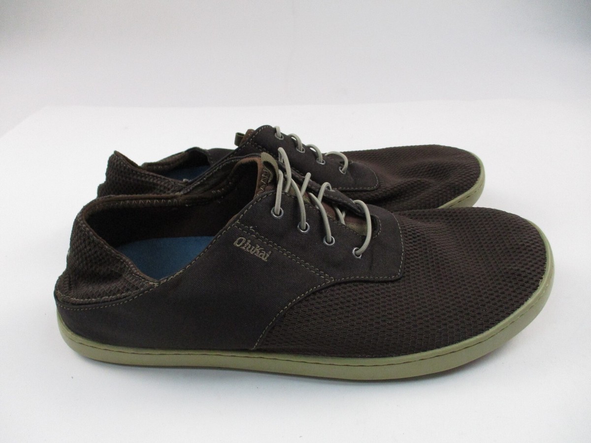 OluKai Men's Nohea Moku Boat Shoes Mens 11 Brown Low Top Lace Up