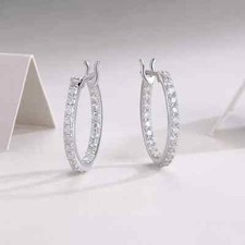 20.5mm D Color VVS1 Moissanite Hoop Earrings 925 Sterling Silver Pass Tester Gra