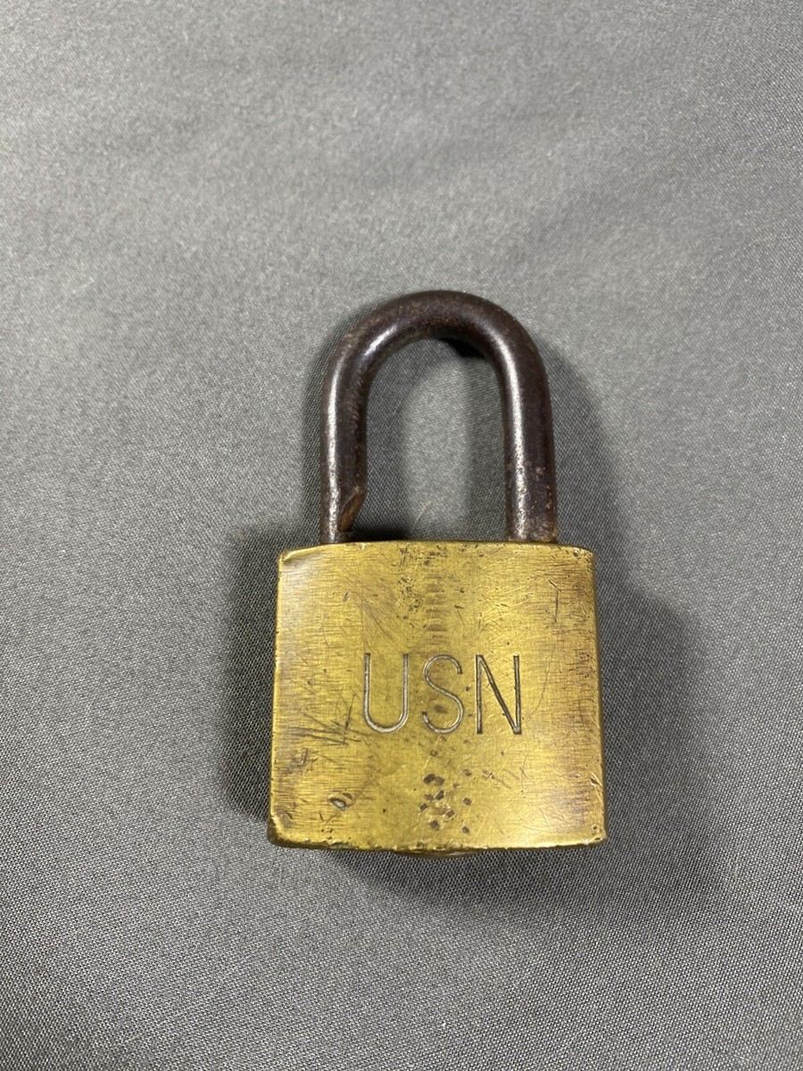 Vintage Eagle Lock Co Terryville Conn USN US Navy Brass Padlock No