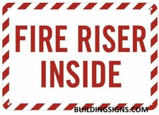 FIRE Sprinkler Riser Sign White, Reflective  , Aluminium, Size 7X10 -ref0420