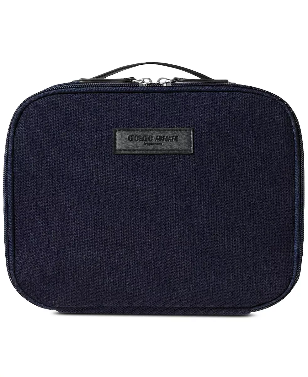 GIORGIO ARMANI Luxury Toiletry Grooming BAG Man Blue Travel POUCH Case NEW