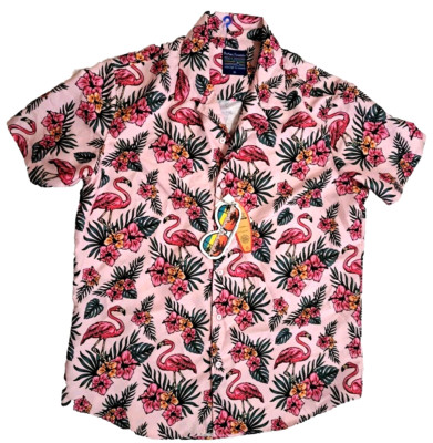 Broken Threads Addicted To Summer XL Multicolor Flamingo Print Aloha Shirt
