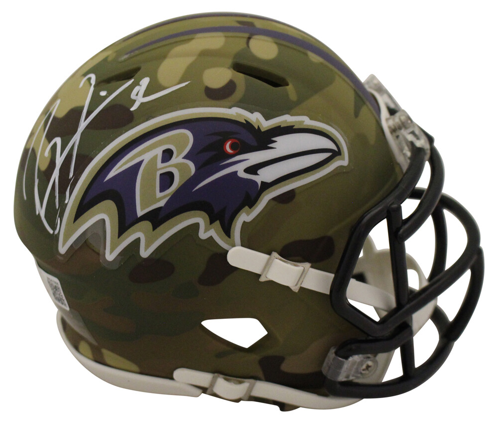 Ray Lewis Autographed Signed Baltimore Ravens Camo Mini Helmet Beckett 