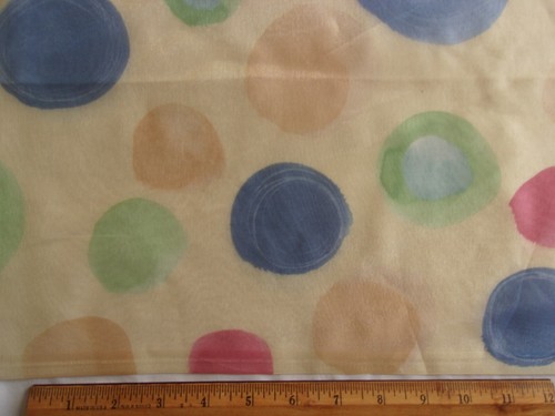 Big Colorful Dots Print on Beige Metallic/Shiny Sheer Fabric- 60" W -by the Yard - Picture 6 of 6