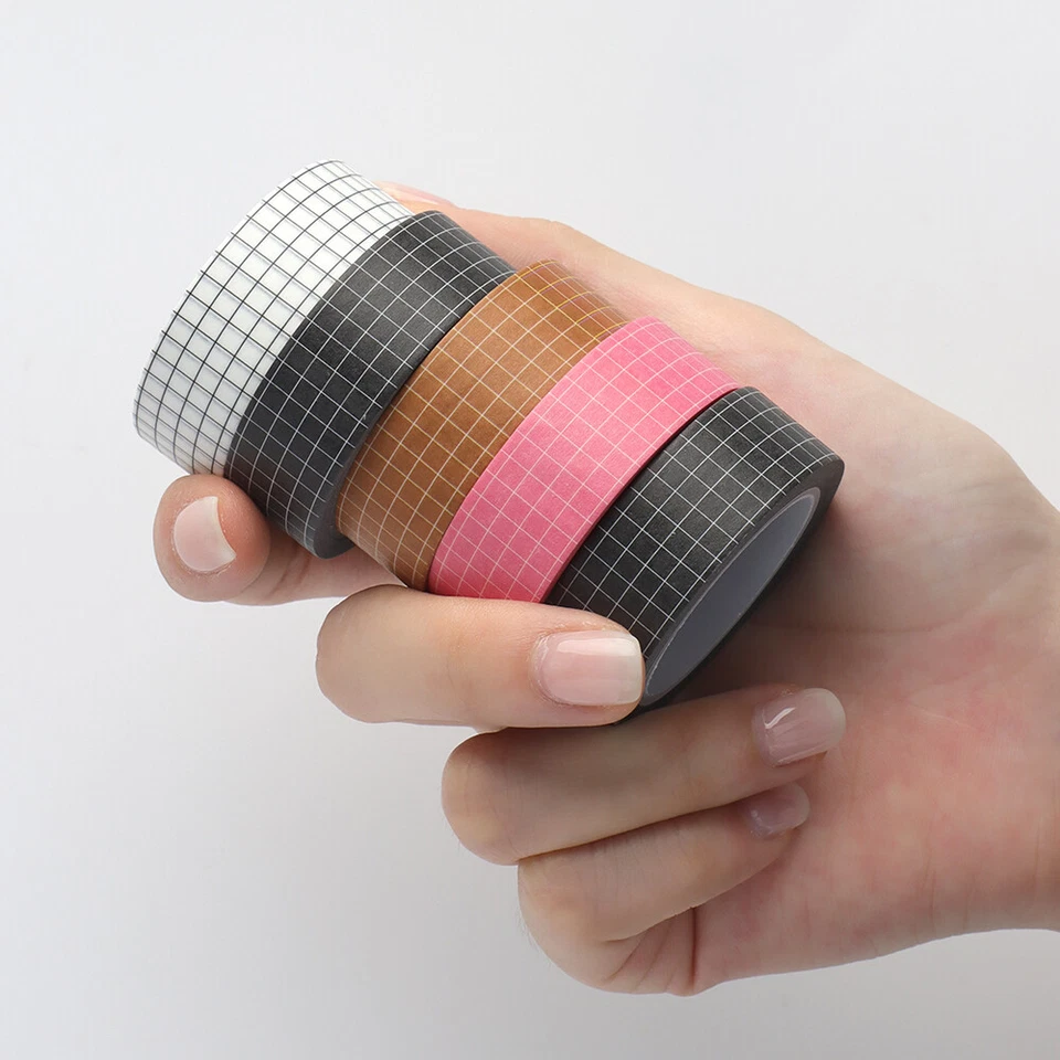 Juego de 2 rollos de cinta adhesiva Washi a cuadros cintas adhesivas decorativas Foto 3 de 4