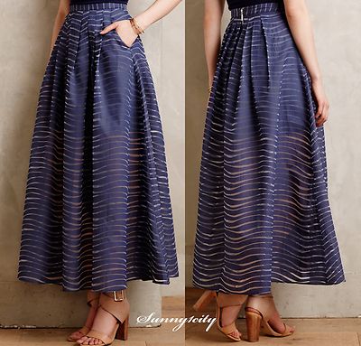 NEW SP Anthropologie Pacific Waves Maxi Skirt by Stella Jamie