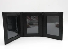 TRIFOLD Frame MINI Holds Three  2x3" Photos Leather Tri-fold Black
